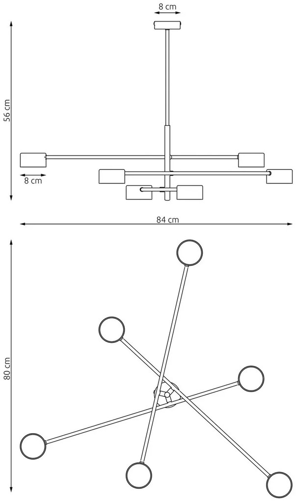Lampadario da soffitto in acciaio NATSU 6 nero 6xGX53