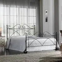 Letto in ferro matrimoniale con pediera SABRINA Nero 166x208x h128 cm