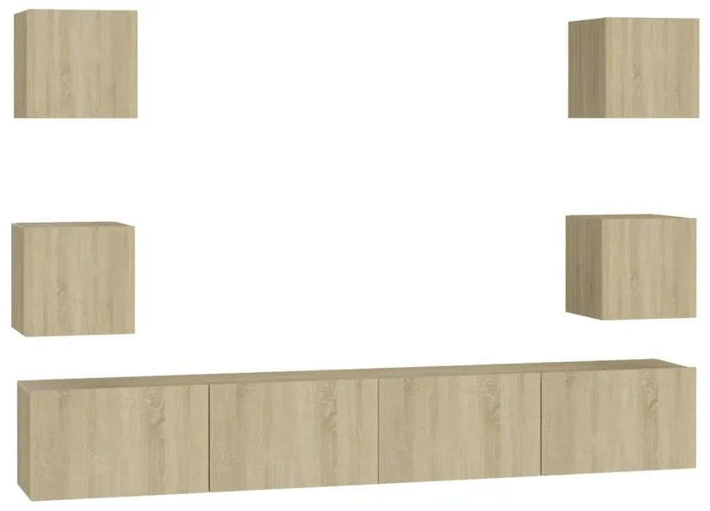 Set porta tv 6 pz rovere sonoma in truciolato