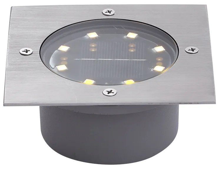 Set di 6 faretti da terra quadrati in alluminio con LED IP65 solari - Terry