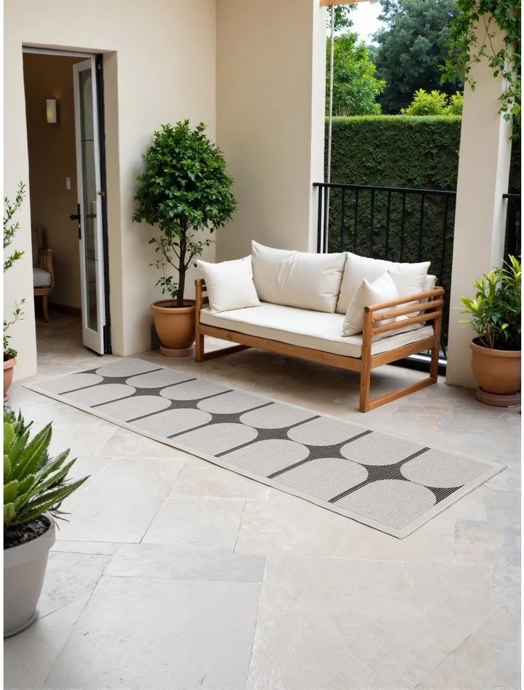 Passatoia da interno ed esterno bianca e nera 80x250 cm Duet Bowen – NORTHRUGS