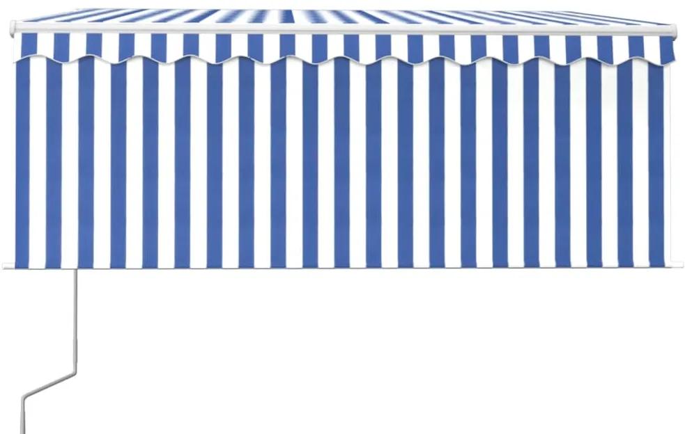 Tenda Sole Retrattile Automatica con Parasole 3x2,5m Blu Bianco
