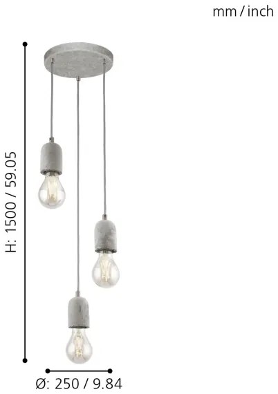 Eglo 95523 - Lampadario SILVARES 3xE27/60W/230V