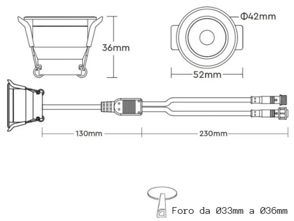 Faretto da incasso 3W IP66 12Vdc 36° Ø42mm Bianco Variabile CCT Colore Bianco Variabile CCT