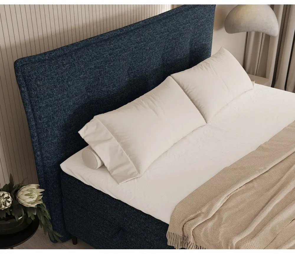 Letto boxspring blu scuro con contenitore 160x200 cm Sinai - Maison de Rêve