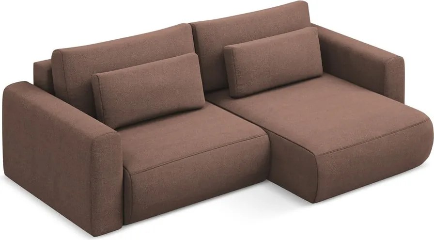 Divano angolare rosa allungabile/con contenitore (con penisola a destra/con chaise lounge) Kapua – Makamii