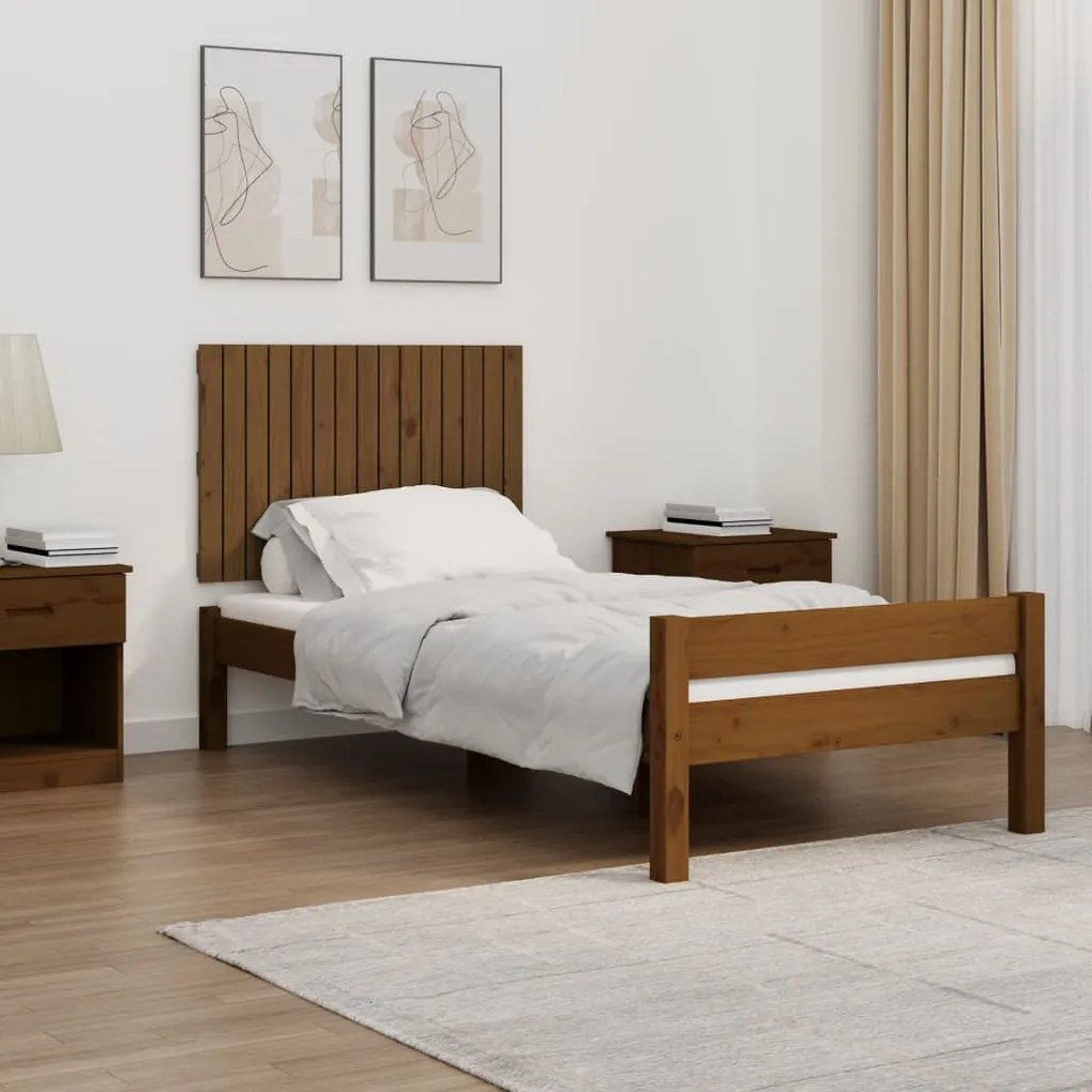 Testiera Da Parete Ambra 95,5x3x60 Cm İn Legno Massello Di Pino /