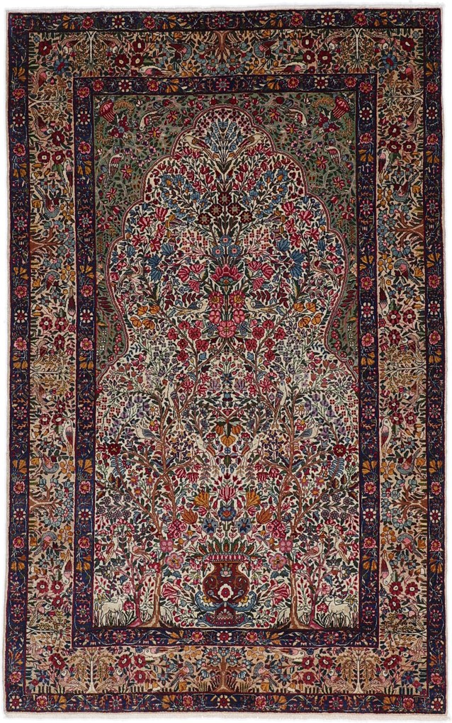 Kerman Tappeto 140 x 220 (Iran) Annodato A Mano
