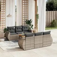 Set Divani da Giardino 7 pz con Cuscini Grigio in Polyrattan 3257229