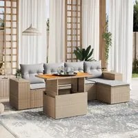 Set Divano da Giardino 6 pz con Cuscini Beige in Polyrattan 3272613