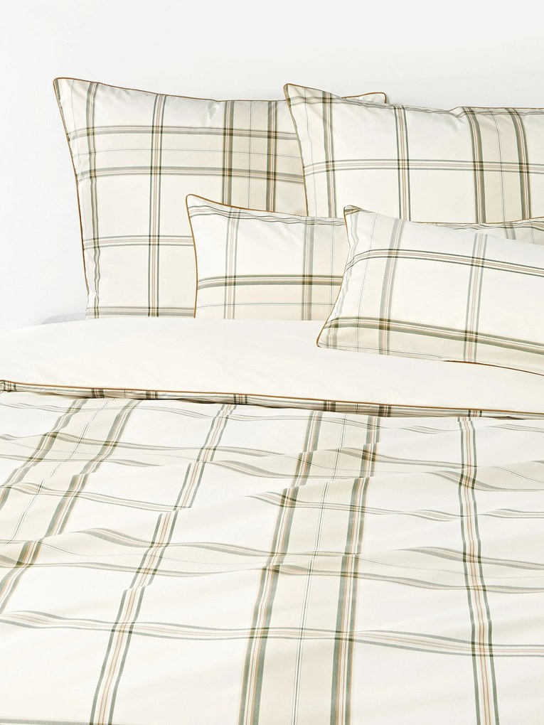 Copripiumino in cotone percalle a quadri con bordino Scarlet