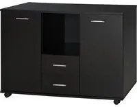 Armadietto 2 Ante 2 Cassetti 100x40x71 cm il Legno Truciolato Nero