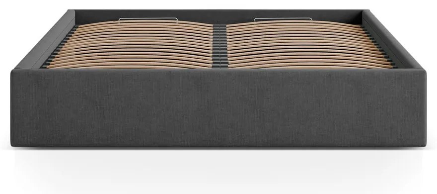 Letto matrimoniale imbottito color antracite con contenitore/senza testiera con rete inclusa 200x200 cm Susan – Micadoni