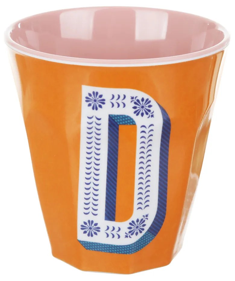 Bicchiere melammina arancione lettera D 280 ml Maiolika