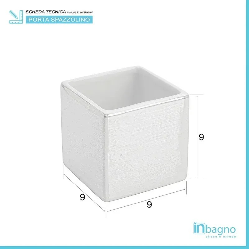 Portaspazzolino in Ceramica Lucida Bianco Cuba