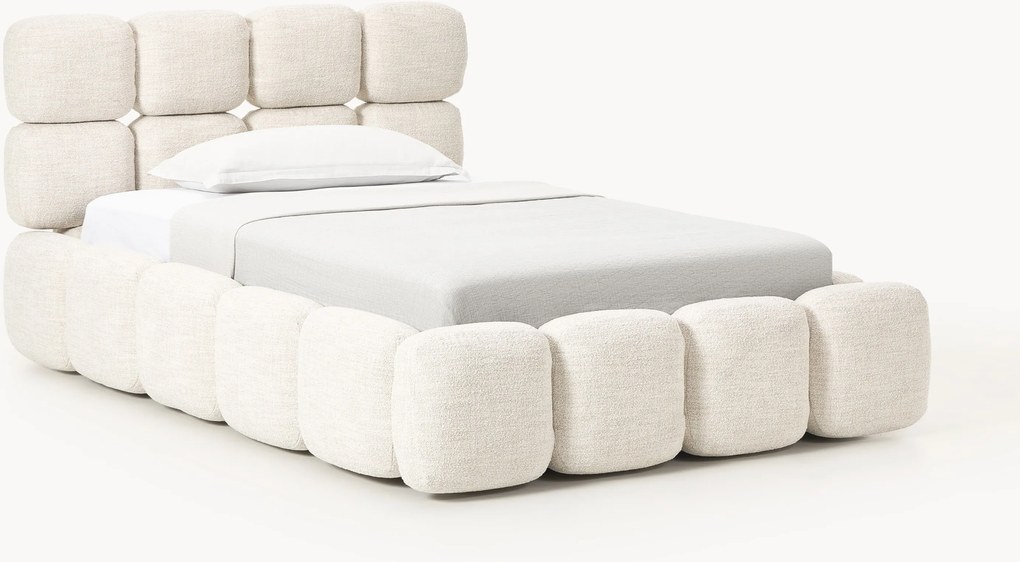 Letto imbottito in teddy bouclé con contenitore Tayla