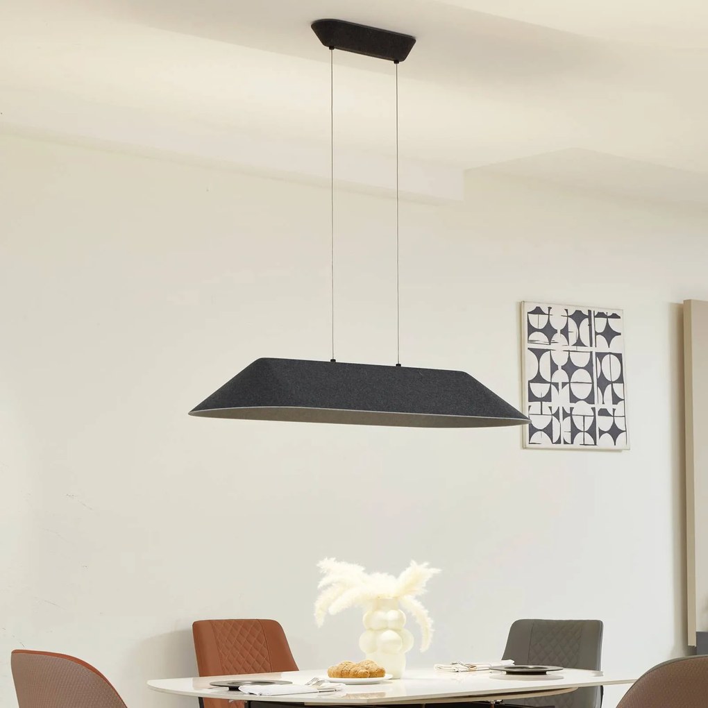 Lucande Lampada LED a sospensione Naelle, nero/grigio, feltro