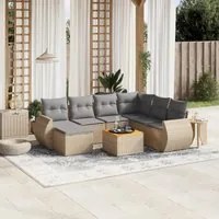 Set Divano da Giardino 8 pz con Cuscini Beige in Polyrattan 3257452