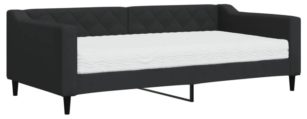 Divano letto con materasso nero 90x190 cm in tessuto