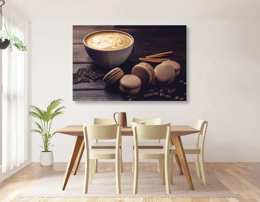 Quadro su tela – Caffè con macaron al cioccolato