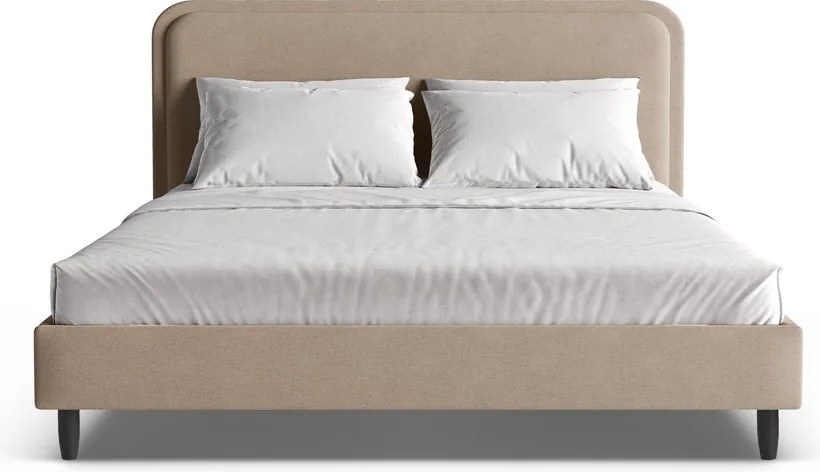 Letto matrimoniale imbottito greige con rete inclusa 180x200 cm Aveline – Micadoni