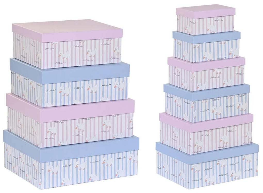 Set di Scatole per Sistemare Impilabili DKD Home Decor Azzurro Rosa Cartone (43,5 x 33,5 x 15,5 cm)