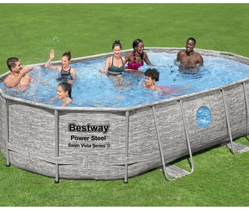 Piscina fuori terra tubolare BESTWAY Swimvista grigio L int 4.88 x 3.05 m