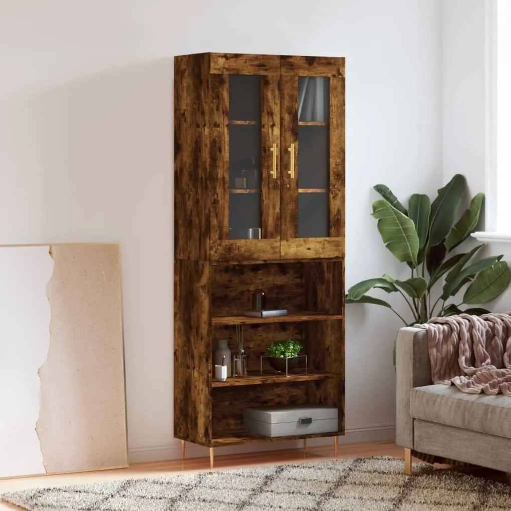 Credenza Rovere Fumo 69,5x34x180 Cm İn Legno Multistrato /