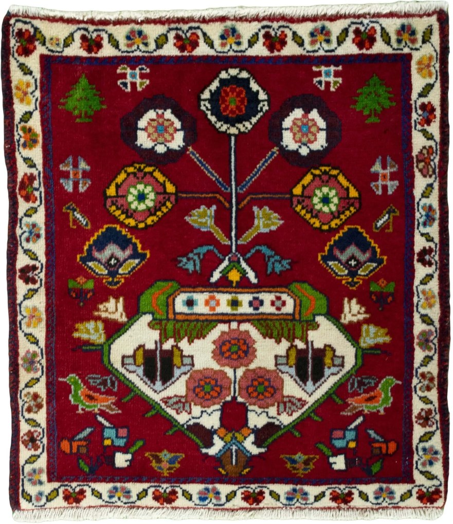 Shiraz Tappeto persiano 60x60 Rosso (Iran) Annodato A Mano