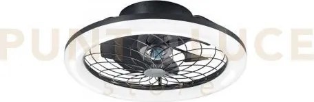Plafoniera led ventilatore etesia nero 40w 5500lm cct 3000k luce ca...