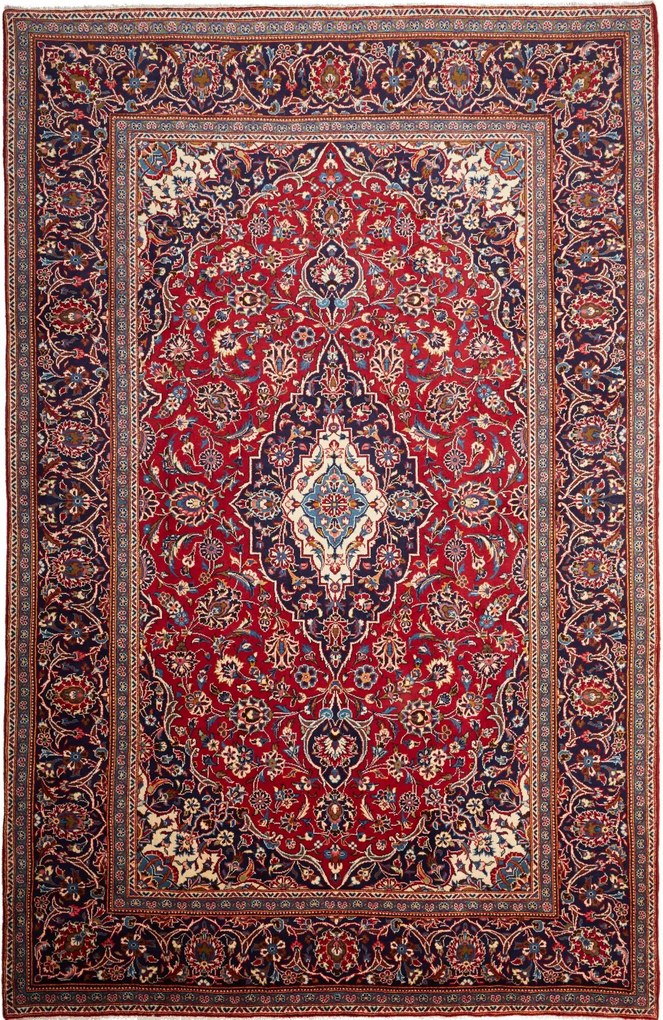 Kashan Tappeto 300x200 Rosso (Iran) Annodato A Mano