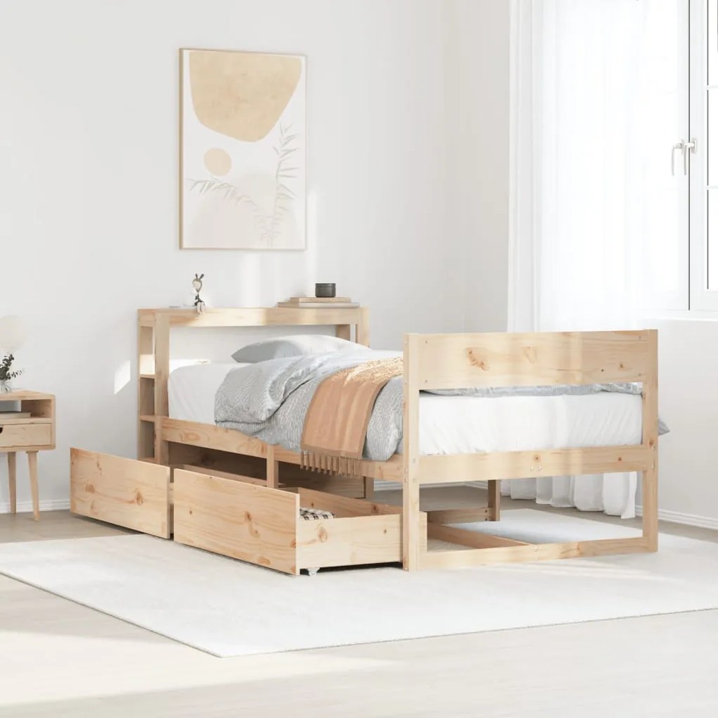Letto Senza Materasso 75x190 Cm İn Legno Massello Pino /