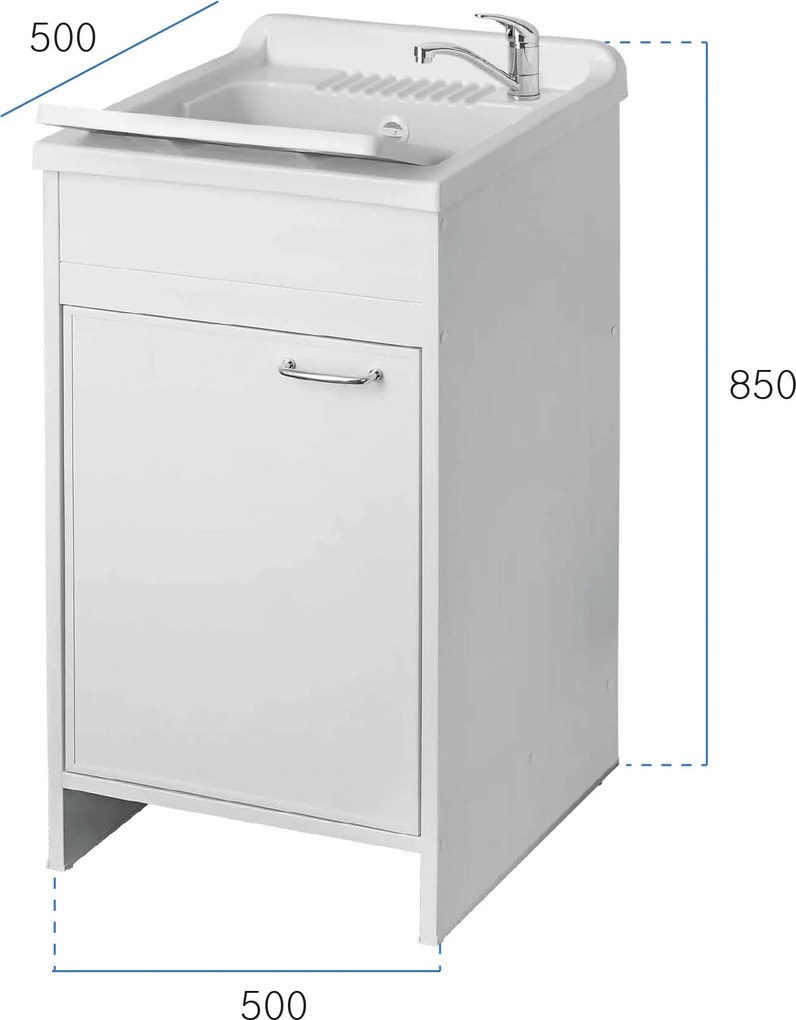 Mobile Lavatoio in PVC 50x50x85 cm 1 Anta Forlani Garden Bianco...