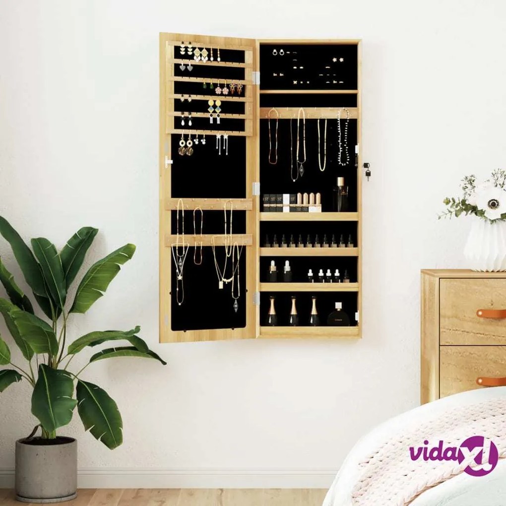 vidaXL Armadio Portagioie con Specchio a Muro 37,5x10x106 cm