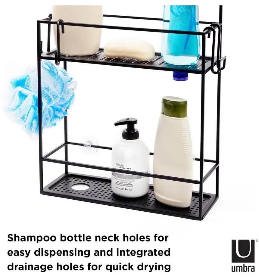 Mensola da bagno in acciaio nero sospesa Cubiko - Umbra