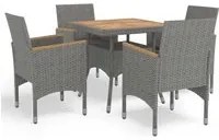 Set Mobili da Pranzo da Giardino 5 pz Grigio Polyrattan Acacia cod mxl 37896