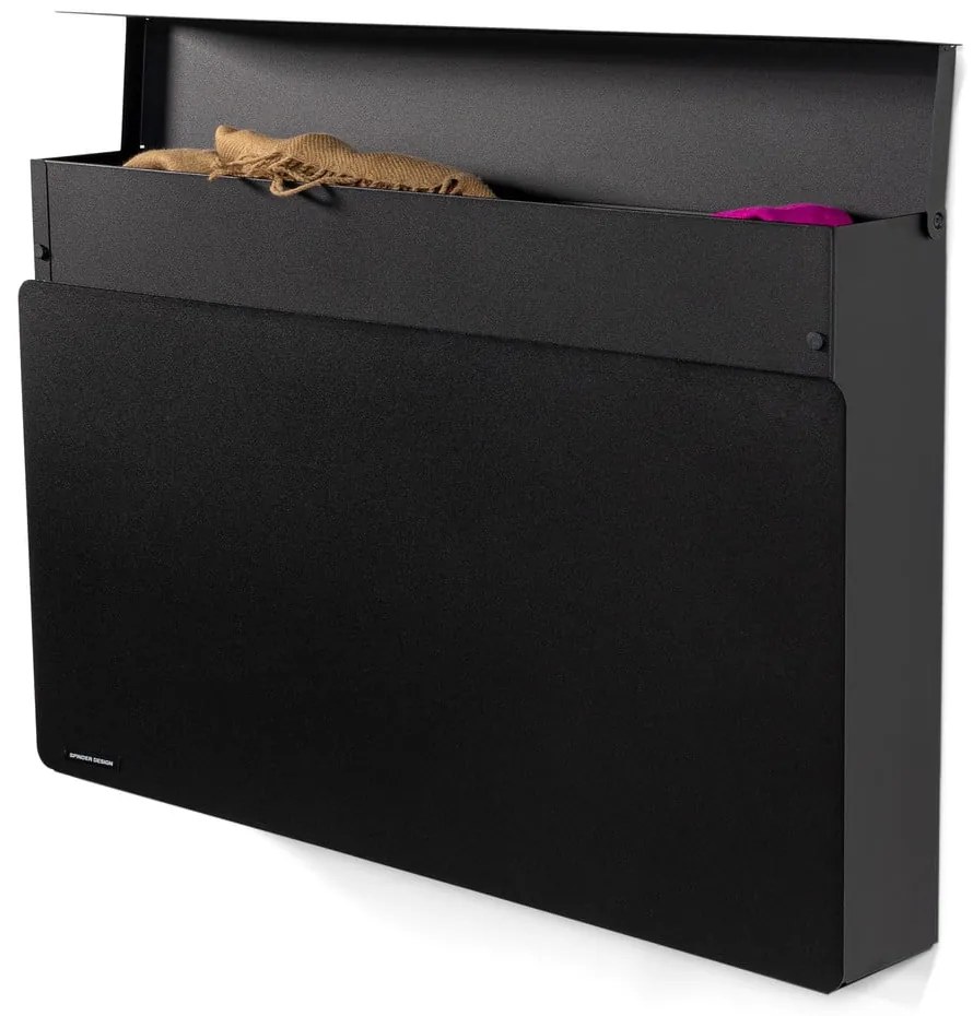 Scarpiera nera in metallo con ante ribaltabili/da parete 78x48x13 cm Luigi – Spinder Design