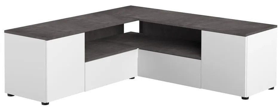 Tavolo TV grigio e bianco in cemento 130x46 cm Angle - TemaHome