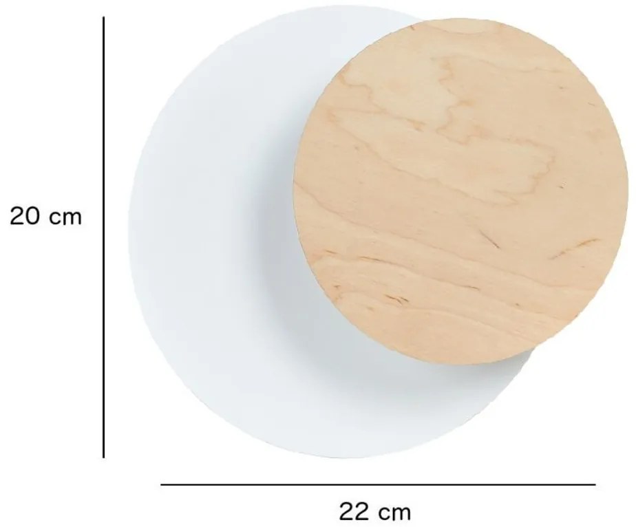 Applique da Parete Circle Bianca e in Legno Luce Indiretta Base G9
