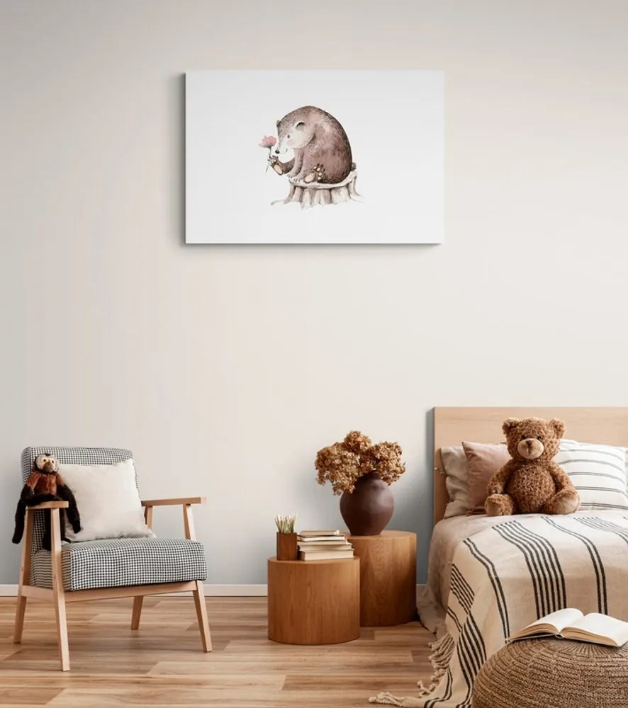 Quadro su tela – Orsetto con fiore