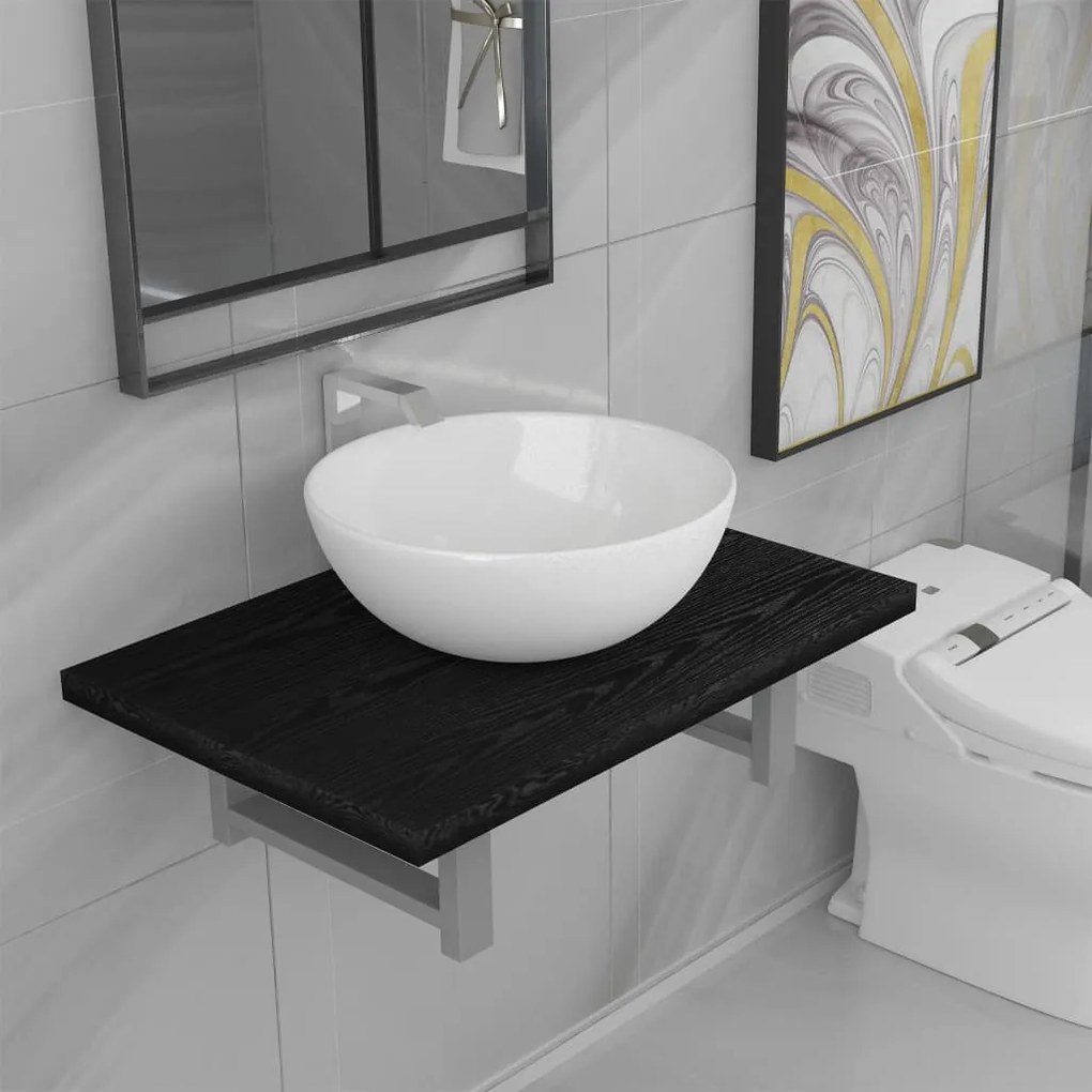 Set Mobili Da Bagno 2 Pz Ceramica Nero /