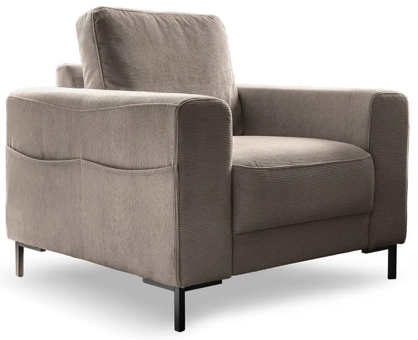 Poltrona in velluto a coste marrone Lofty Lilly - Miuform