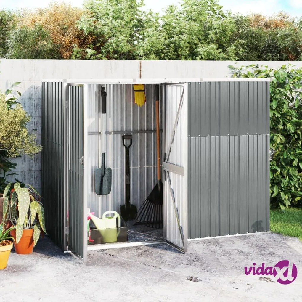 vidaXL Capanno per Attrezzi Grigio 225x89x161 cm in Acciaio Zincato
