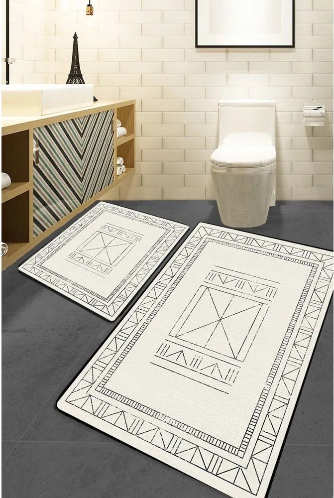 Set di tappetini per il bagno color crema 2 pz 60x100 cm Touch – Foutastic