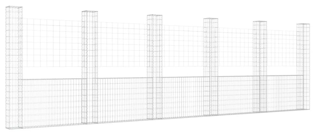 Gabbione a U con 6 Pali in Ferro 620x20x200 cm