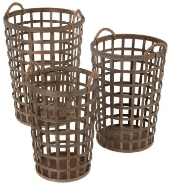 Set di Cesti 41 x 41 x 56 cm Naturale Bambù (3 Pezzi)