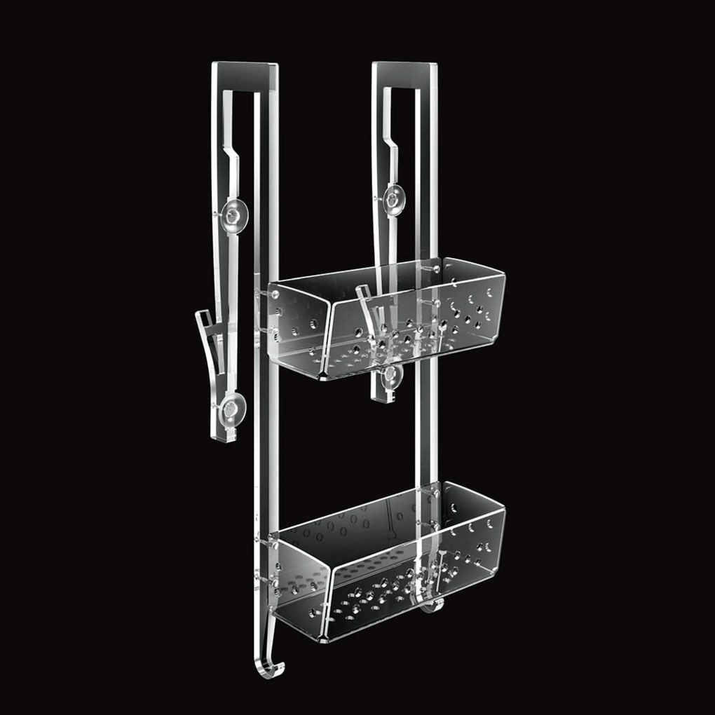 Mensola Doccia Rettangolare a 2 Ripiani TLBath "For Box" Trasparente