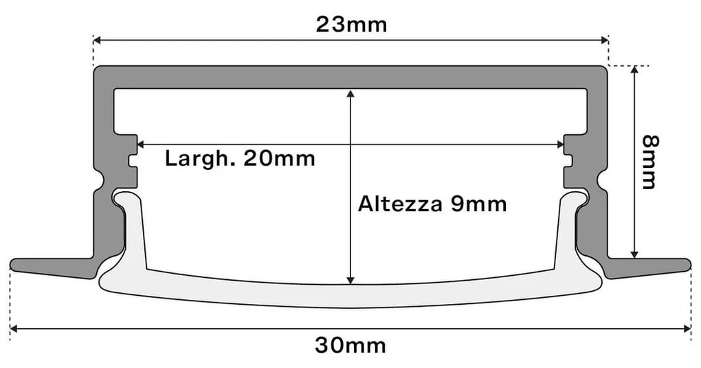 Profilo Incasso per Doppia Striscia LED 1m e 2m - BIANCO Variante Lunghezza Profilo 2 metro