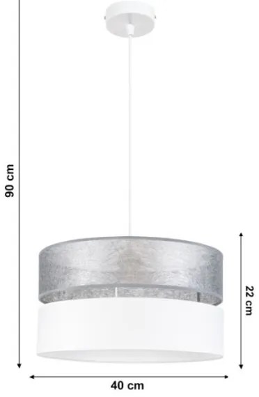 Lampadario su filo LIMA 1xE27/60W/230V argento/bianco