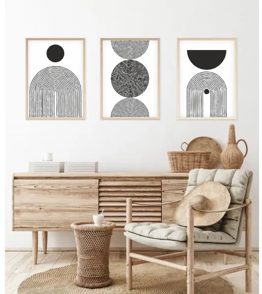 SET 3x Foto in cornice 50x70 cm nero/bianco